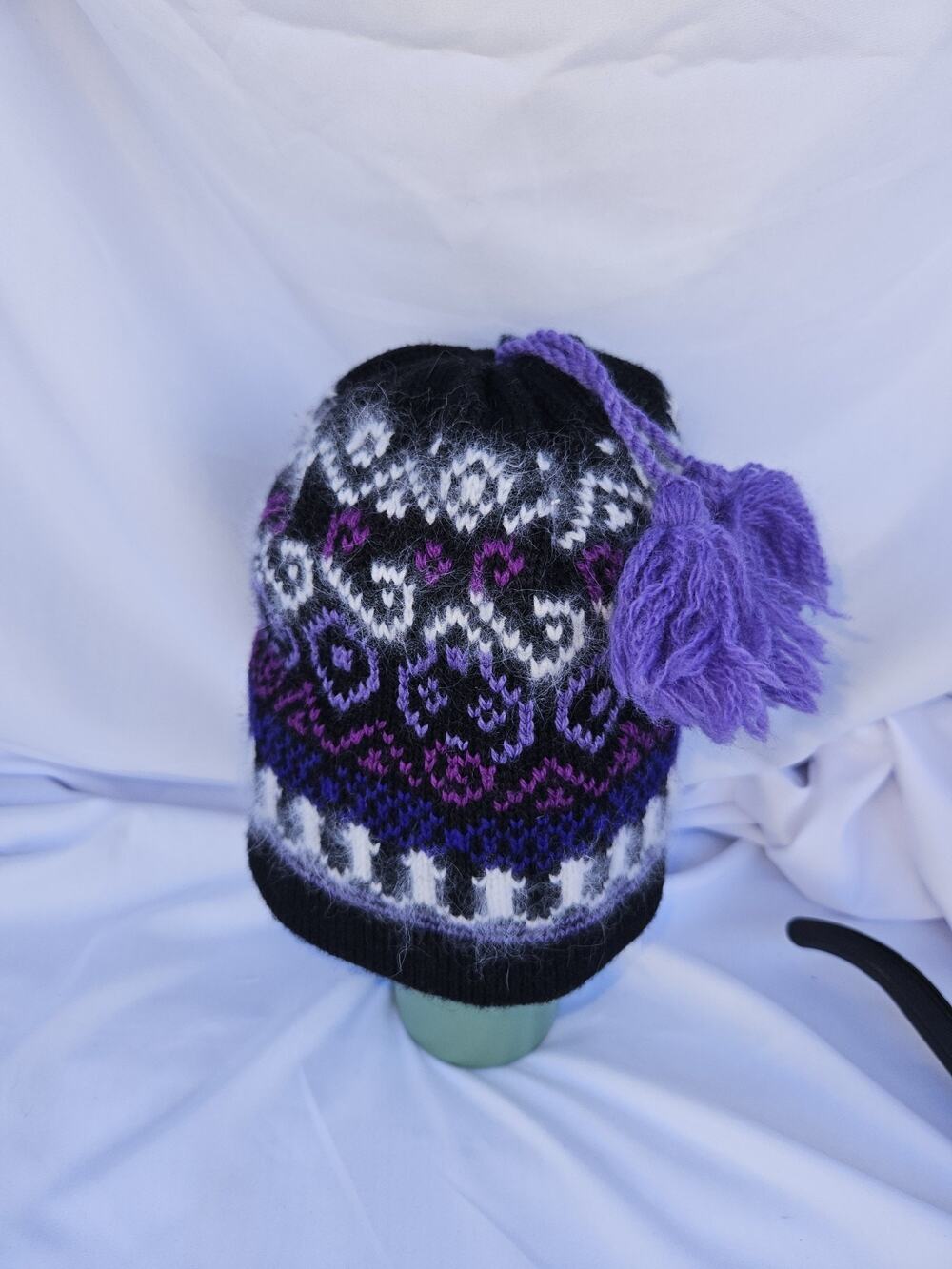 Vintage Capelli Wool & Angora Fair Isle Tassel Ski Beanie - Made in Canada